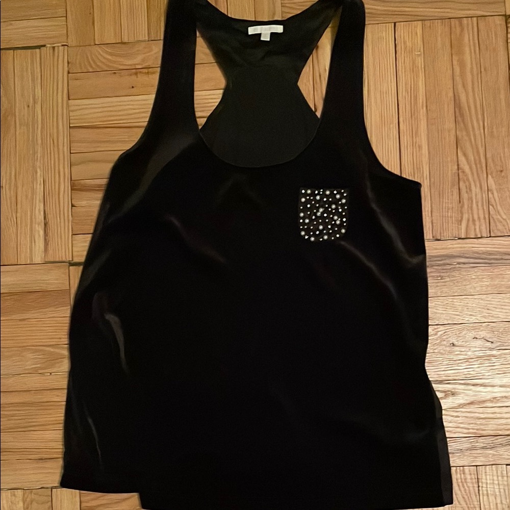 Black Sleeveless Top with Studded Pocket